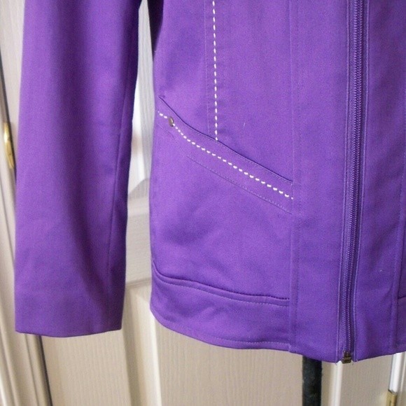 PURPLE BLAZER STRETCH SATIN COTTON FULLY LINED SIZE 8 P WOMENS - Picture 3 of 8